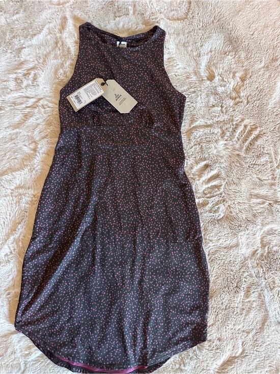 Prana Dresses & Skirts - Prana Black Midi Dress with Pink Dot Print